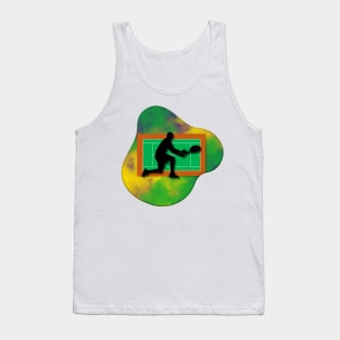 Tennis Player with Tennis Court Background and Wimbledon Colours 7 Tank Top